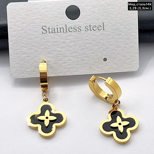 Сережки мед.сталь14К 10667 ( 3.3 см.) 